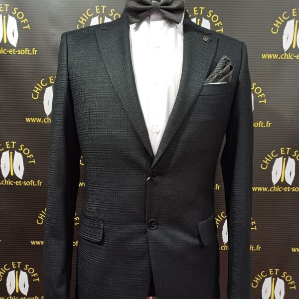 Costume 2 pièces noir prince galle