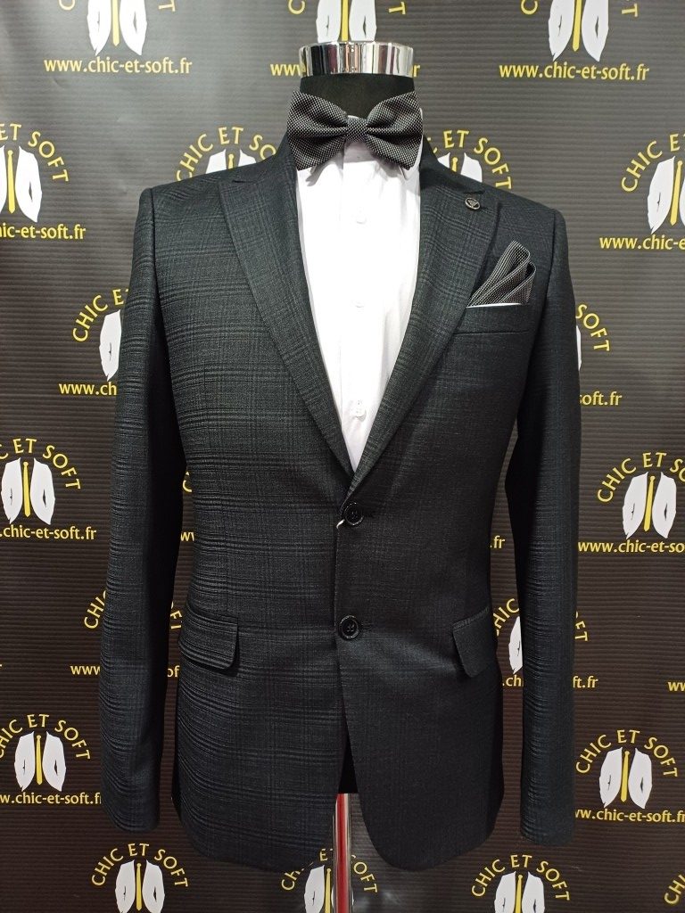 Costume 2 pièces noir prince galle – Image 2