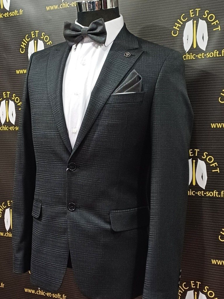 Costume 2 pièces noir prince galle – Image 3