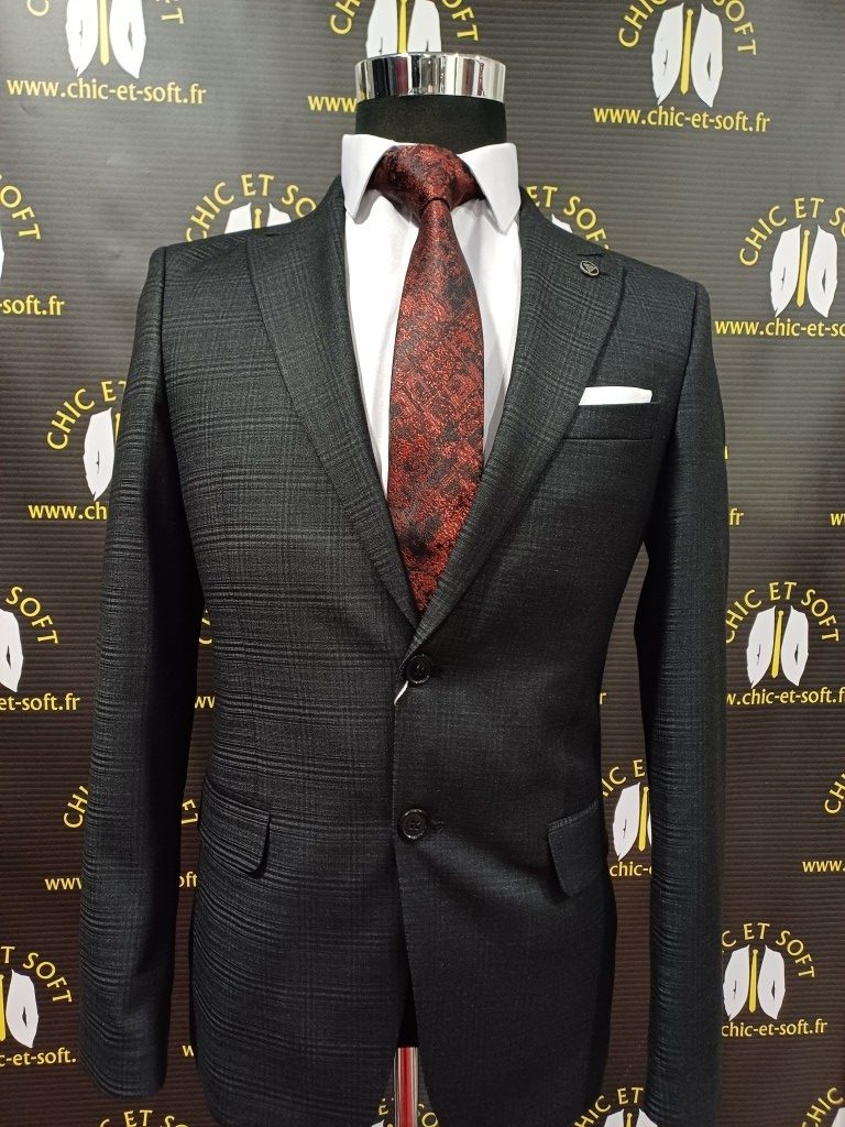 Costume 2 pièces noir prince galle – Image 4