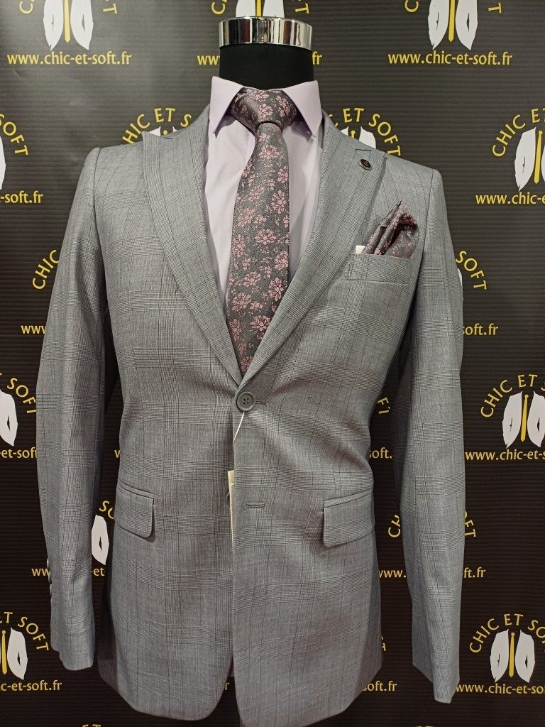 Costume 2 pièces gris prince galle