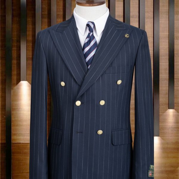 Costume Croisé borsalino bleu bouton doré