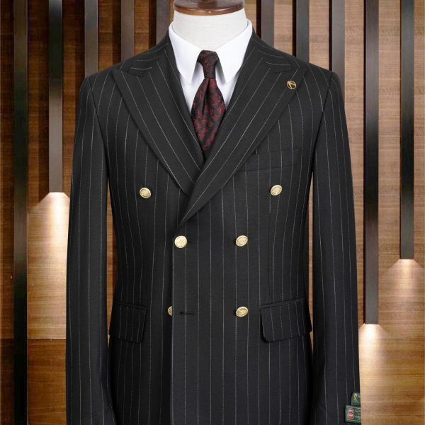 Costume Croisé borsalino noir bouton doré