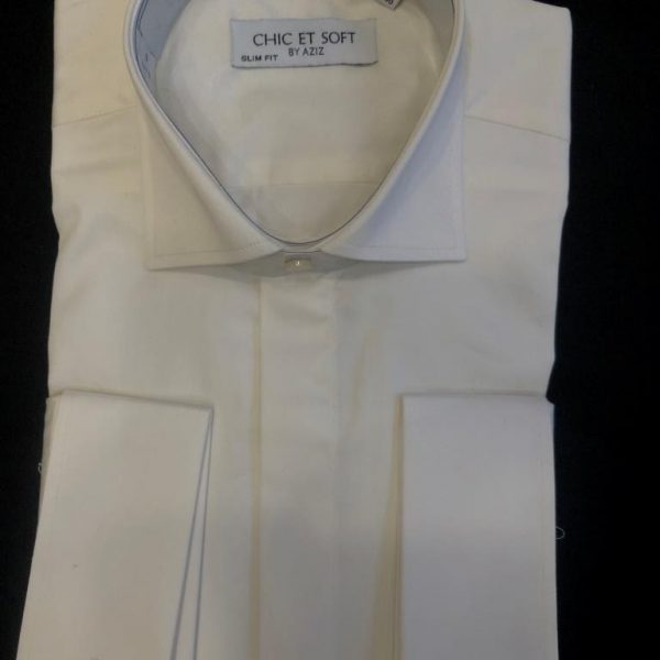 Chemise beige à bouton manchette