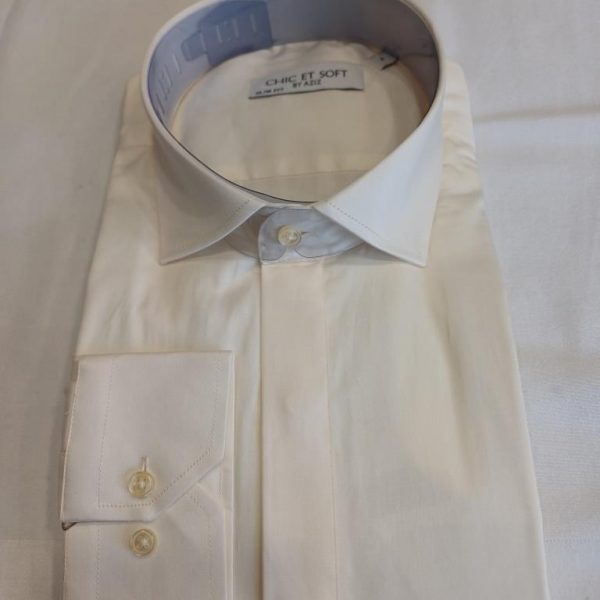 Chemise beige  bouton caché poignet simple