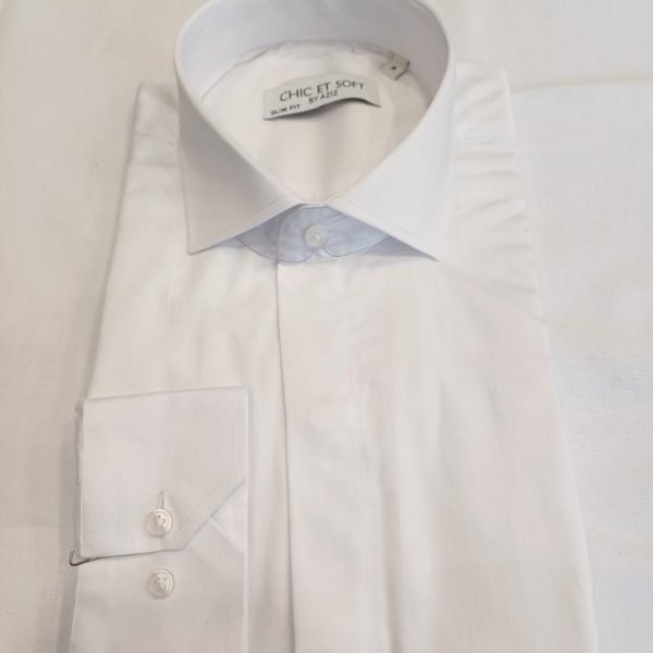 Chemise blanche bouton caché poignet simple
