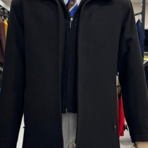 Manteau noir fermeture zippée