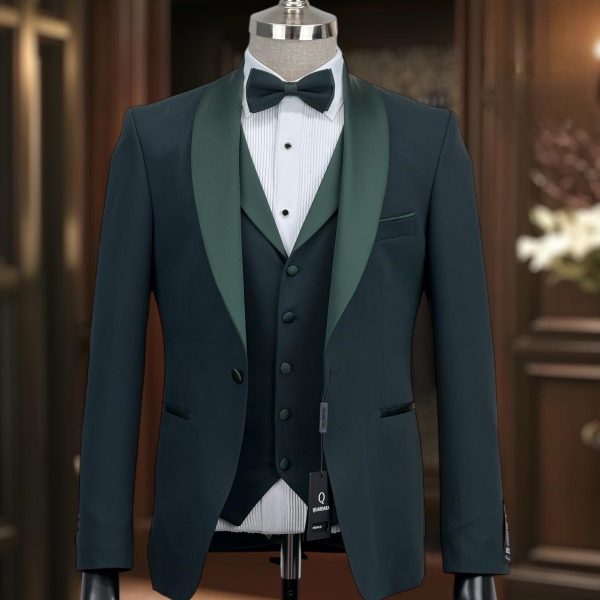 Smoking vert sapin col chale