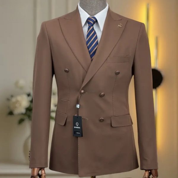 Costume croisé maron unis