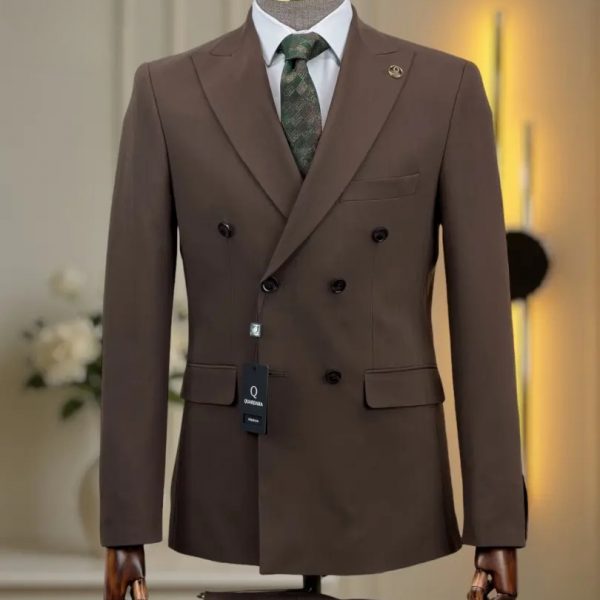 Costume croisé maron rayé borsalino temp sur temp