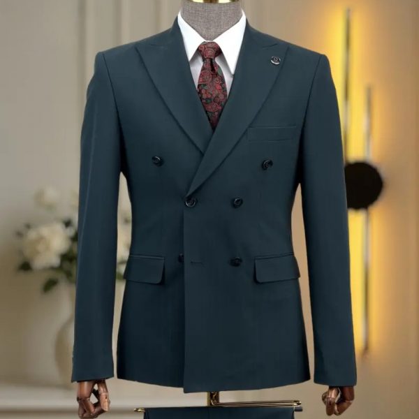 Costume croisé vert rayé borsalino temp sur temp
