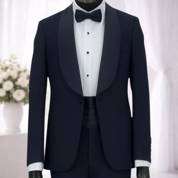 Smoking Eclipse bleu  col chal satin ceinture smok
