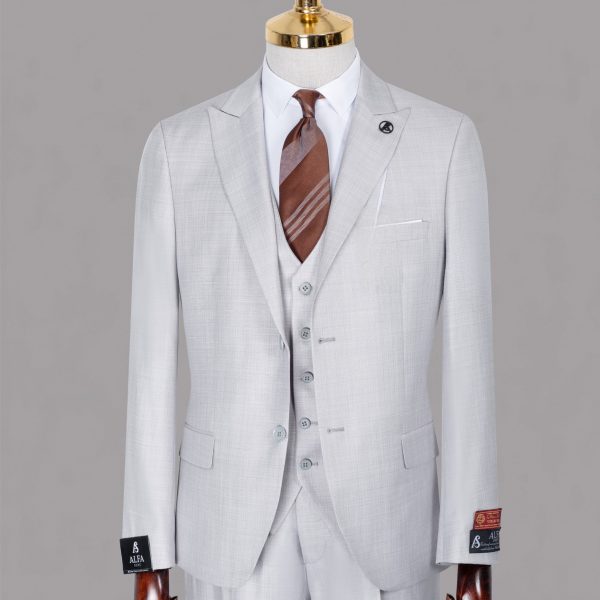 Costume Gris clair fil à fil 3pièces unis