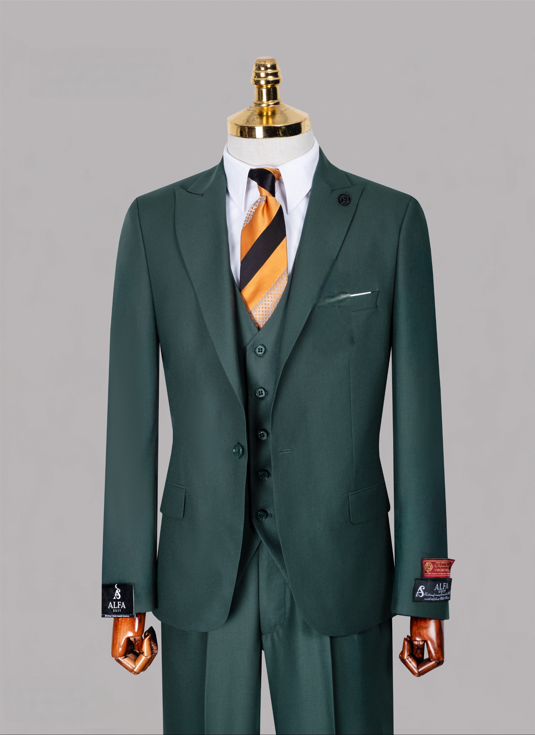 Costume Vert sapin 3pièces unis