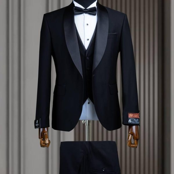 Smoking noir col chal satin